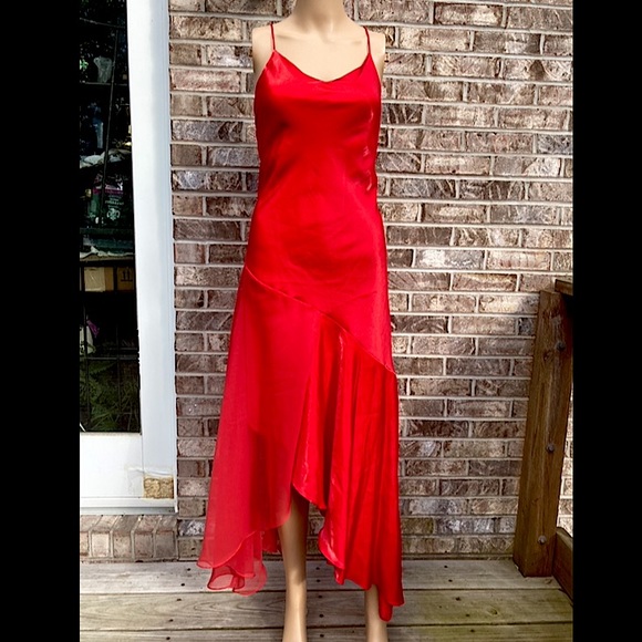 Vintage Dresses & Skirts - Vintage 90s Red Formal Salsa Goth Mall Goth Glam Prom Dress